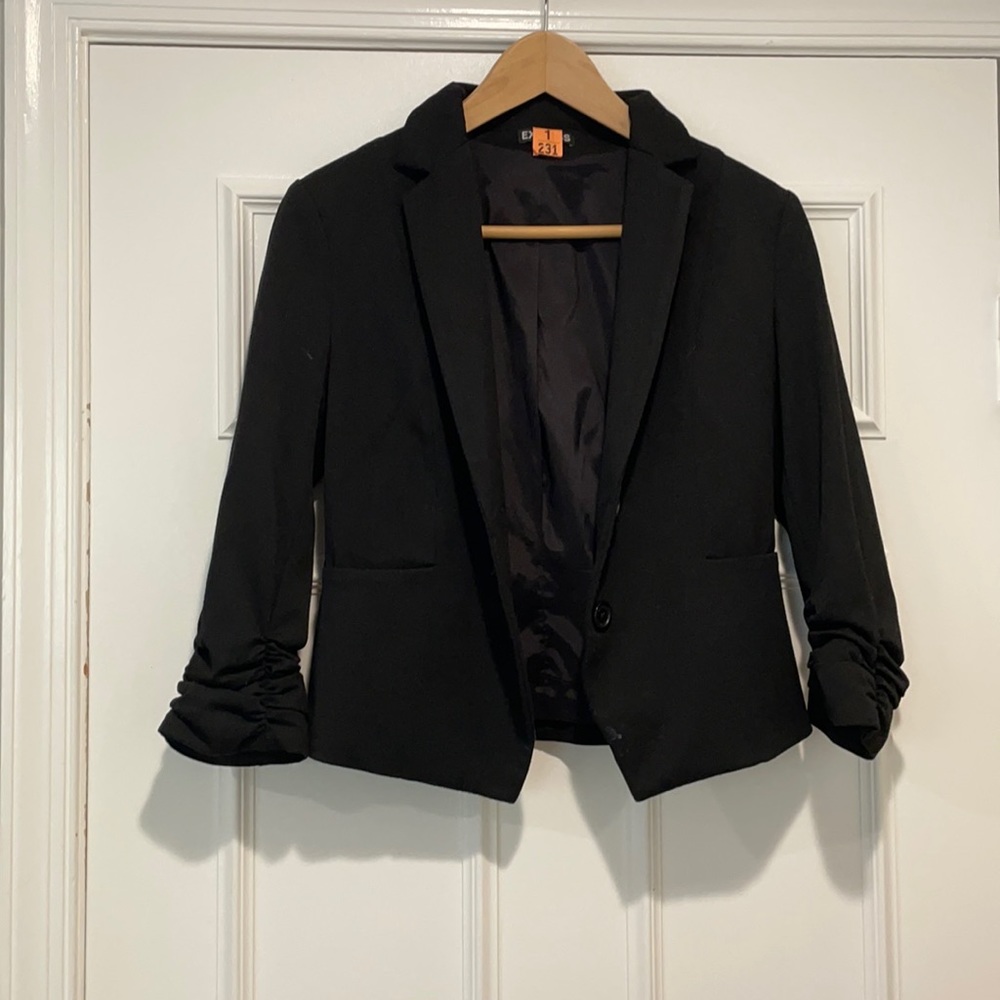 Express 3/4 Length Ruched Sleeve Blazer